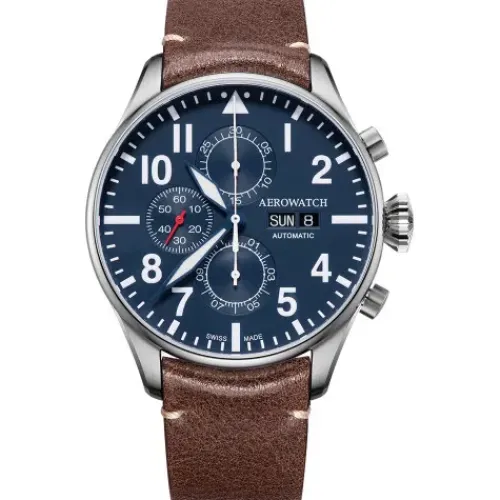 Aerowatch Lederarmband-Les Grandes Classiques Pilote Chronograph - A 61989 AA05