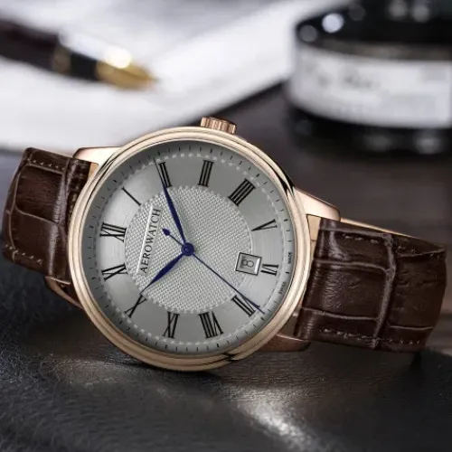 Aerowatch Lederarmband-Les Grandes Classiques Gent Quartz Eco - A 42102 RO01