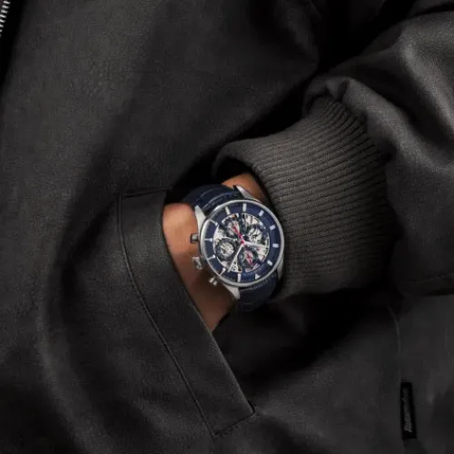 Aerowatch Lederarmband-Les Grandes Classiques Chrono Skeleton - A 61989 AA07 1/2 SQ