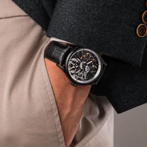 Aerowatch Lederarmband-Renaissance Skelett Wheel - A 50981 NO25