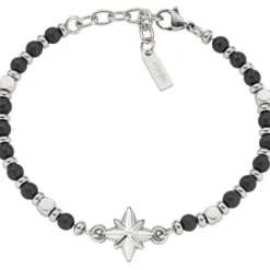 Amen Armbänder-Compass Rose Steel & Onyx Armband - ACBR122