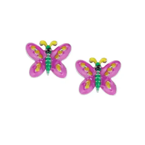 Amen Kinderschmuck-Junior Pink Butterfly Ohrstecker - JEBUB