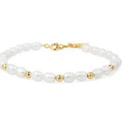 Ania Haie Armbänder-Gold Freshwater Pearl and Bezel Set Armband - B058-05G