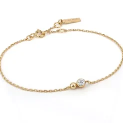 Ania Haie Armbänder-Gold Orb Sparkle Chain Armband - B045-01G-CZ