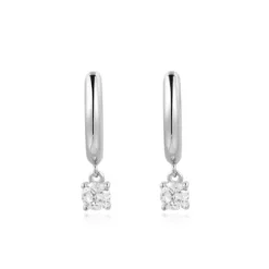 Ania Haie Ohrringe-Silver Drop Solitaire Huggies Ohrringe - E061-08H