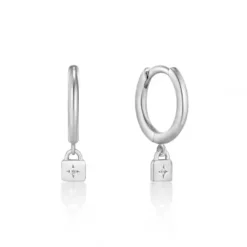 Ania Haie Ohrringe-Silver Padlock Huggie Ohrringe - E032-01H