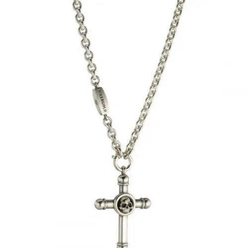 Bikergold (Kette mit) Kreuz-Ankerkette Anhänger Kreuz Skull Single - BG10005