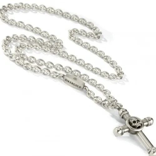 Bikergold (Kette mit) Kreuz-Ankerkette Anhänger Kreuz Skull Single - BG10005