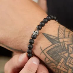 Bikergold Armbänder-Armband Onyx Skull - BG6002