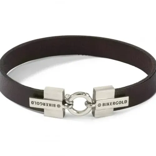 Bikergold Armbänder-Lederarmband Flach Dunkelbraun - BG8004