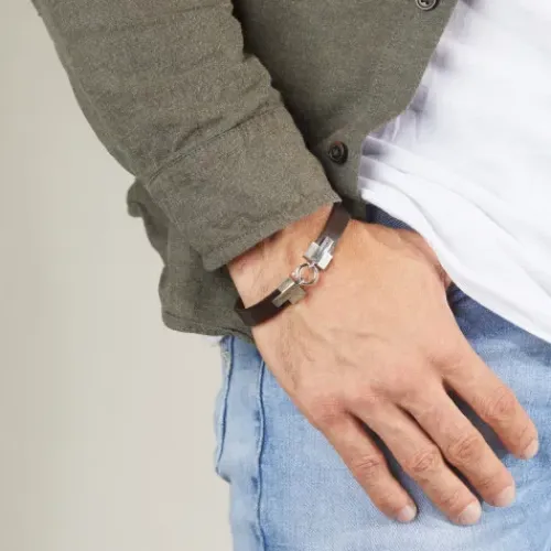 Bikergold Armbänder-Lederarmband Flach Dunkelbraun - BG8004