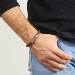 Bikergold Armbänder-Lederarmband Geflochten Braun - BG8002