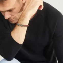 Bikergold Armbänder-Lederarmband Geflochten Braun - BG8002