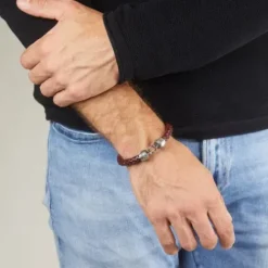 Bikergold Armbänder-Lederarmband Geflochten Braun - BG8002