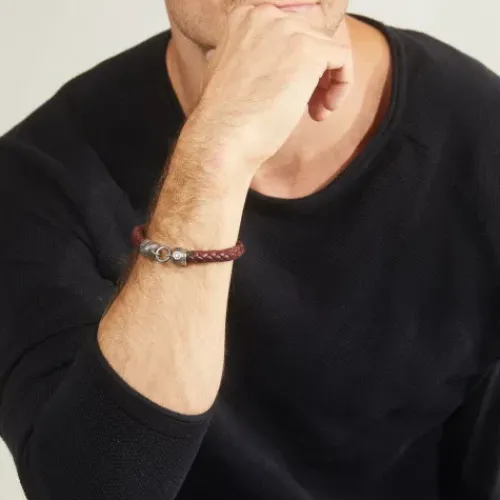 Bikergold Armbänder-Lederarmband Geflochten Braun - BG8002