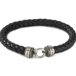 Bikergold Armbänder-Lederarmband Geflochten Schwarz - BG8003