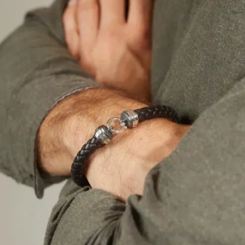 Bikergold Armbänder-Lederarmband Geflochten Schwarz - BG8003