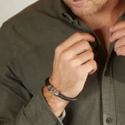 Bikergold Armbänder-Lederarmband Geflochten Schwarz - BG8003