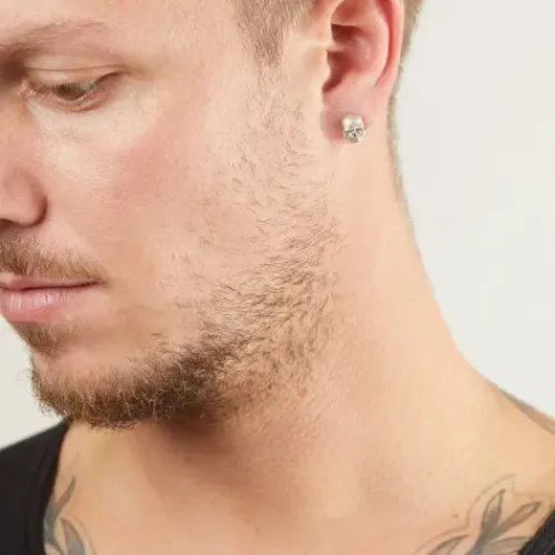 Bikergold Ohrringe-Ohrstecker Einzel Skull White - BG4001