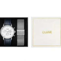 Cluse Lederarmband-Aravis Chrono Silver Gift Box - CG21004