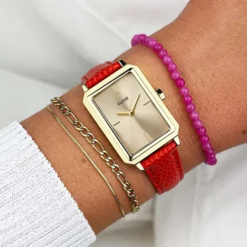 Cluse Lederarmband-Fluette Gold - CW11505