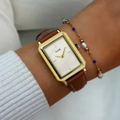 Cluse Lederarmband-Fluette Gold - CW11515