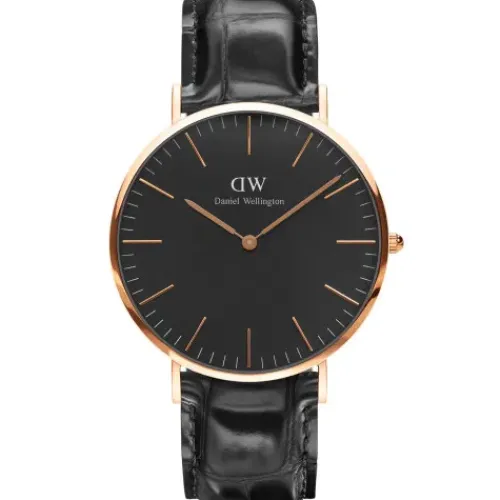 Daniel Wellington Lederarmband-Classic Black Reading Rose Gold