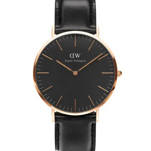 Daniel Wellington Lederarmband-Classic Black Sheffield Rose Gold