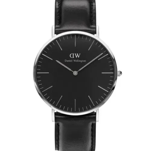 Daniel Wellington Lederarmband-Classic Black Sheffield Silver