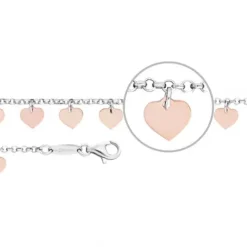 Der Kettenmacher (Kette mit) Herz-Armband Silber-Rotgold Diamantiert Herzen