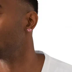 Diesel Ohrringe-Oval D Logo Einzel Ohrstecker - DX1443040