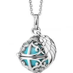 Engelsrufer Halsketten-Halskette mit Flügel Perlmutt Türkis Silber - ERN-ER23-26-XS