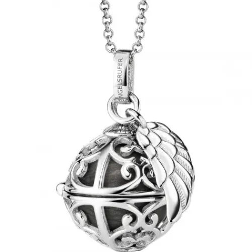 Engelsrufer Halsketten-Halskette mit Flügel Perlmutt Grau Silber - ERN-ER23-27-XS