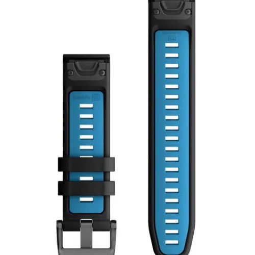 Garmin Uhrenarmbänder-QuickFit 22 Black Cirrus Blue Silicone Band - 010-13280-05