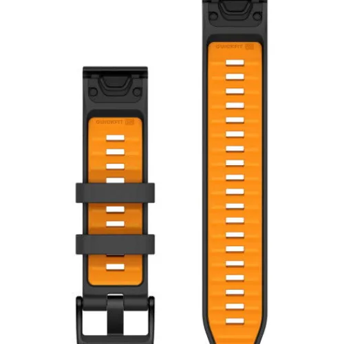 Garmin Uhrenarmbänder-QuickFit 22 Graphite Spark Orange Silicone Band - 010-13392-05