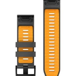 Garmin Uhrenarmbänder-QuickFit 26 Graphite Spark Orange Silicone Band - 010-13393-05