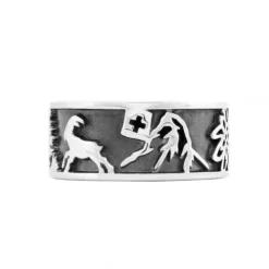Gexist Ringe-Swiss Edelweiss Ring Edelweiss Steinbock Matterhorn & Alphorn - R 7002