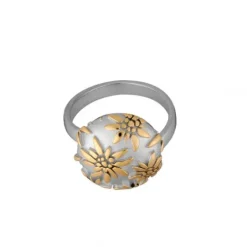 Gexist Ringe-Swiss Edelweiss Ring Edelweiss Knopf - RG 9026