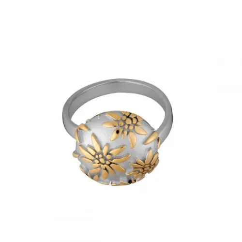 Gexist Ringe-Swiss Edelweiss Ring Edelweiss Knopf - RG 9026