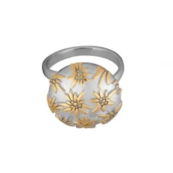 Gexist Ringe-Swiss Edelweiss Ring Edelweiss Knopf - RG 9019