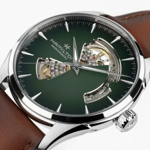 Hamilton Lederarmband-Jazzmaster Open Heart Auto - H32705560