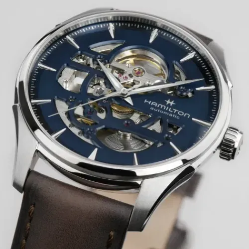 Hamilton Lederarmband-Jazzmaster Skeleton Auto - H42535541