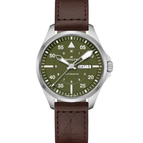 Hamilton Lederarmband-Khaki Aviation Pilot Day Date Auto - H64635560