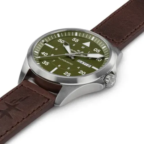 Hamilton Lederarmband-Khaki Aviation Pilot Day Date Auto - H64635560