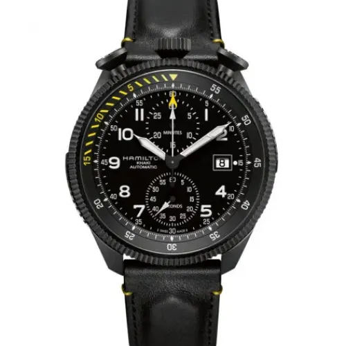 Hamilton Lederarmband-Khaki Aviation Takeoff Auto Chrono - H76786733
