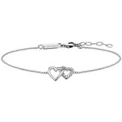 Julie Julsen (Kette mit) Herz-Amore Armband 2 Herzen Silber - JJBR0263.1