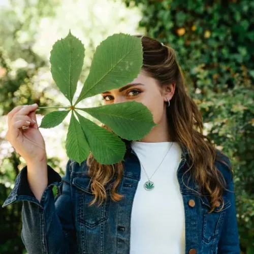 Julie Julsen Halsketten-Halskette Silber Hanfblatt - JJNE0823.1.H