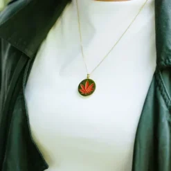 Julie Julsen Halsketten-Halskette Vergoldet Hanfblatt - JJNE0823.3.P