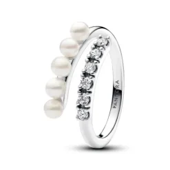 Pandora Ringe-Behandelte Süsswasserzuchtperlen & Pavé Offener Ring - 193145C01