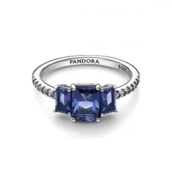Pandora Ringe-Blauer Rechteckiger Funkelnder Drei Stein Ring - 192389C01